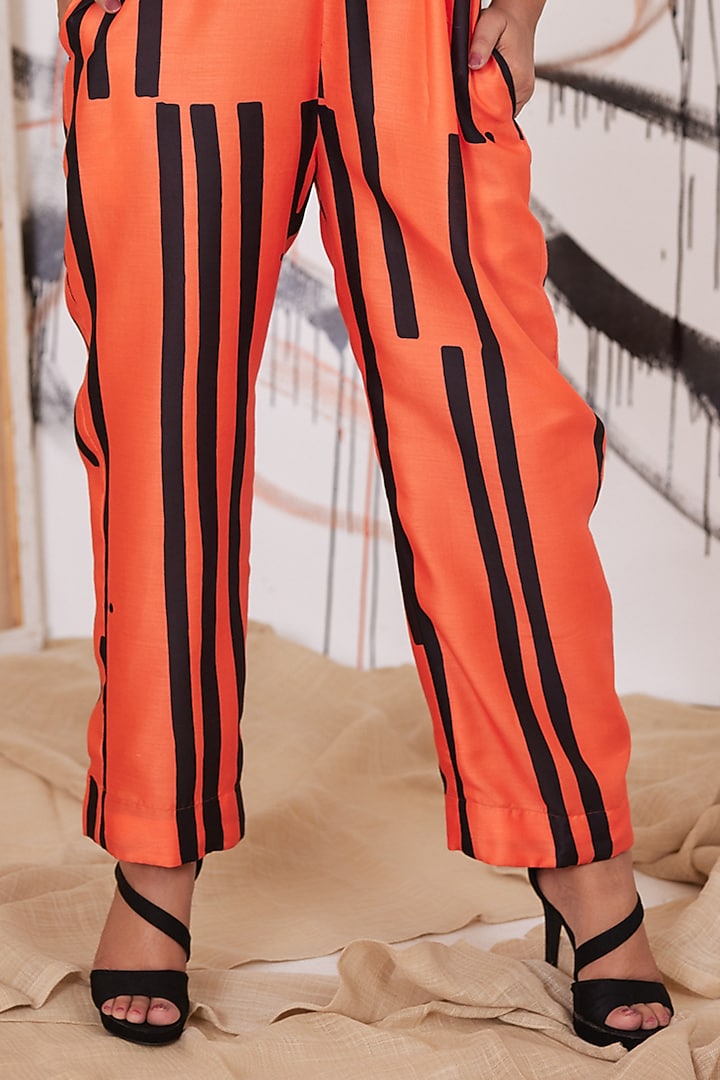 Orange Striped Jumpsuit by Pooja Bagaria at Pernia's Pop Up Shop