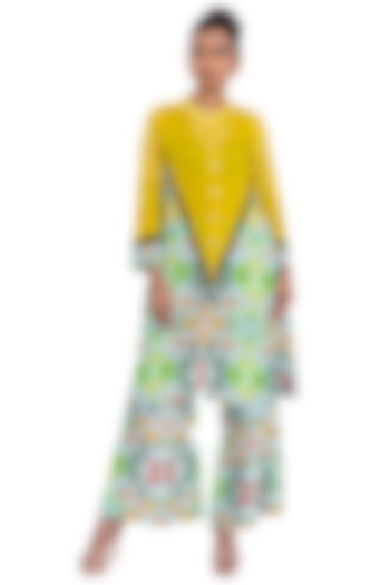 Off-White Bell Pants With Floral Print by Pooja Bagaria
