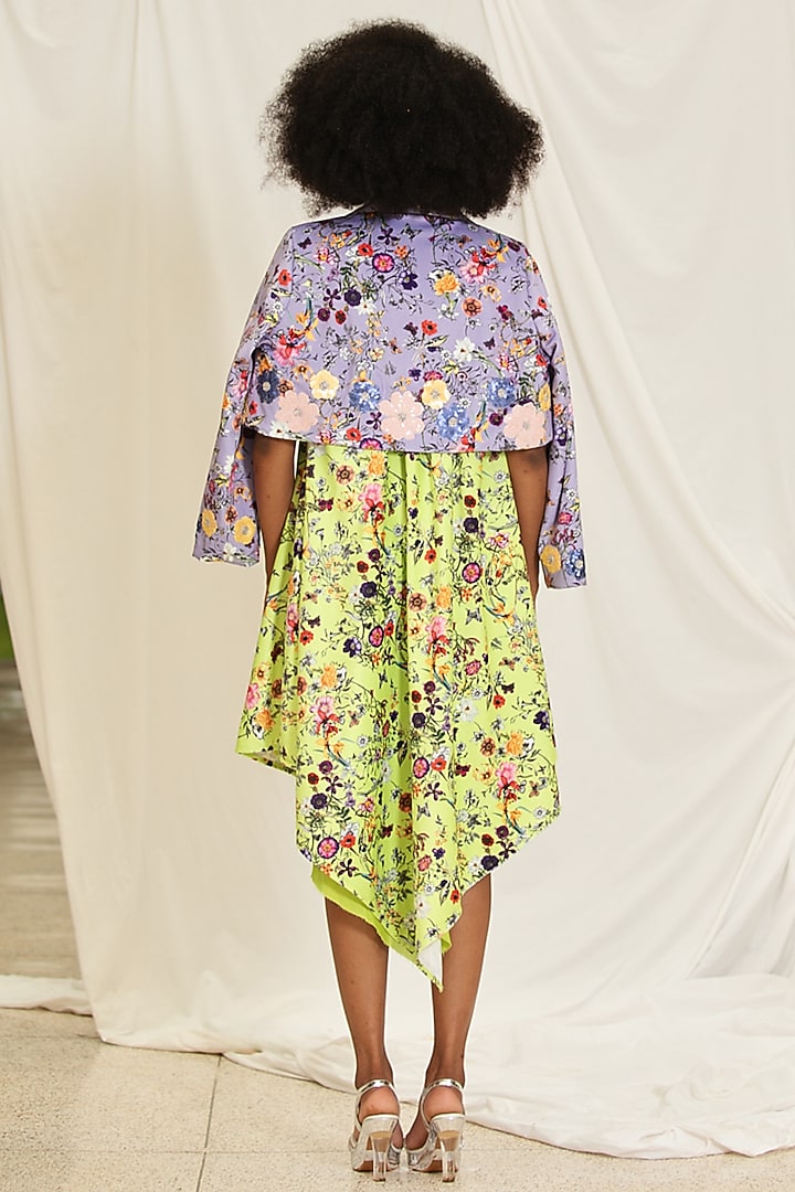Neon Yellow Suede Botanical Floral Handkerchief Summer Dress by Pooja Bagaria at Pernia's Pop Up Shop