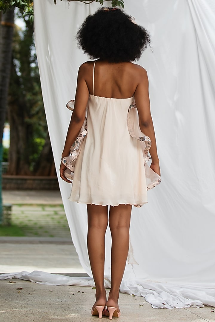 Blush Pink Organza Silk & Natural Crepe Mini Summer Dress by Pooja Bagaria at Pernia's Pop Up Shop