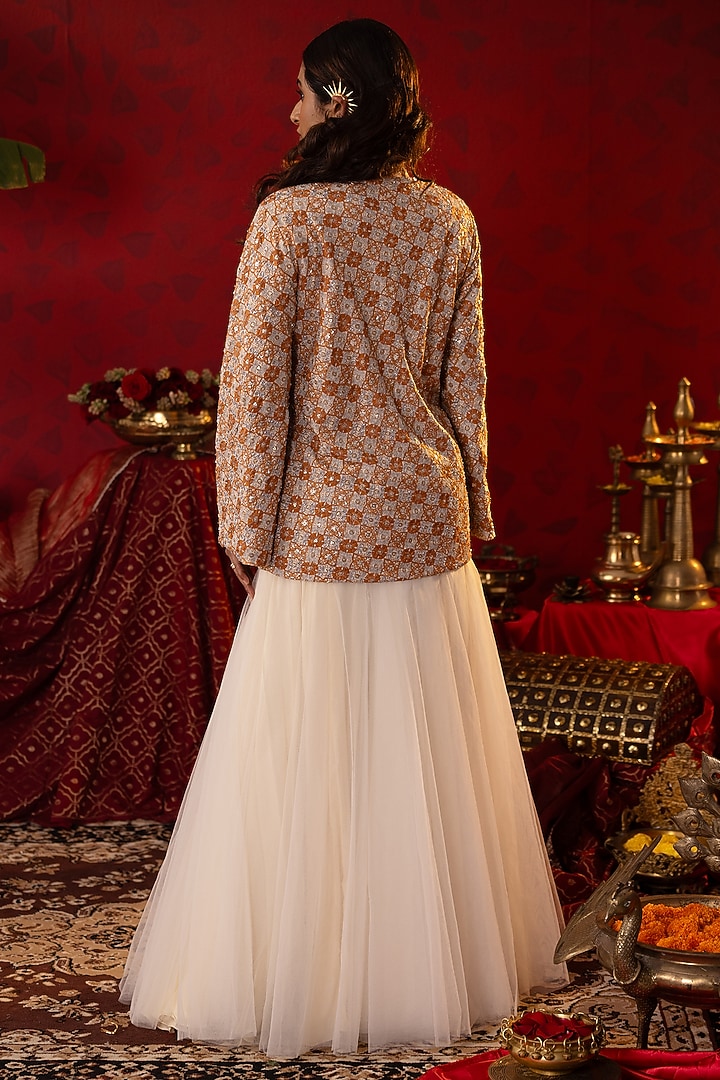 Off-White Tulle Net Skirt Set by Pooja Bagaria at Pernia's Pop Up Shop