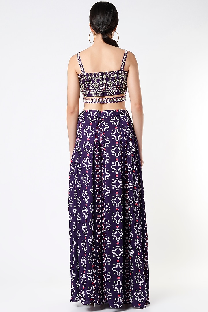 Purple Printed Pant Set by Poornima NS at Pernia's Pop Up Shop