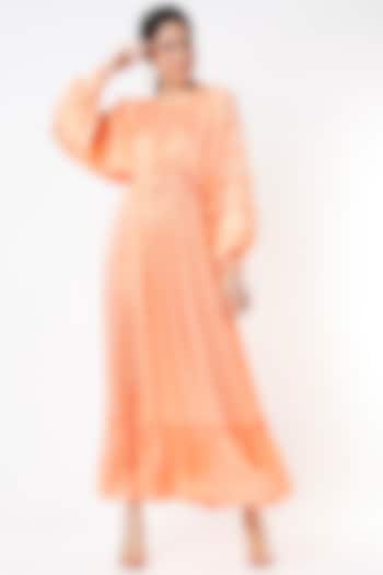 Peach Printed Maxi Dress by Poornima NS