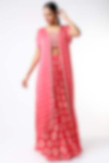 Pink Printed Lehenga Set by Poornima NS