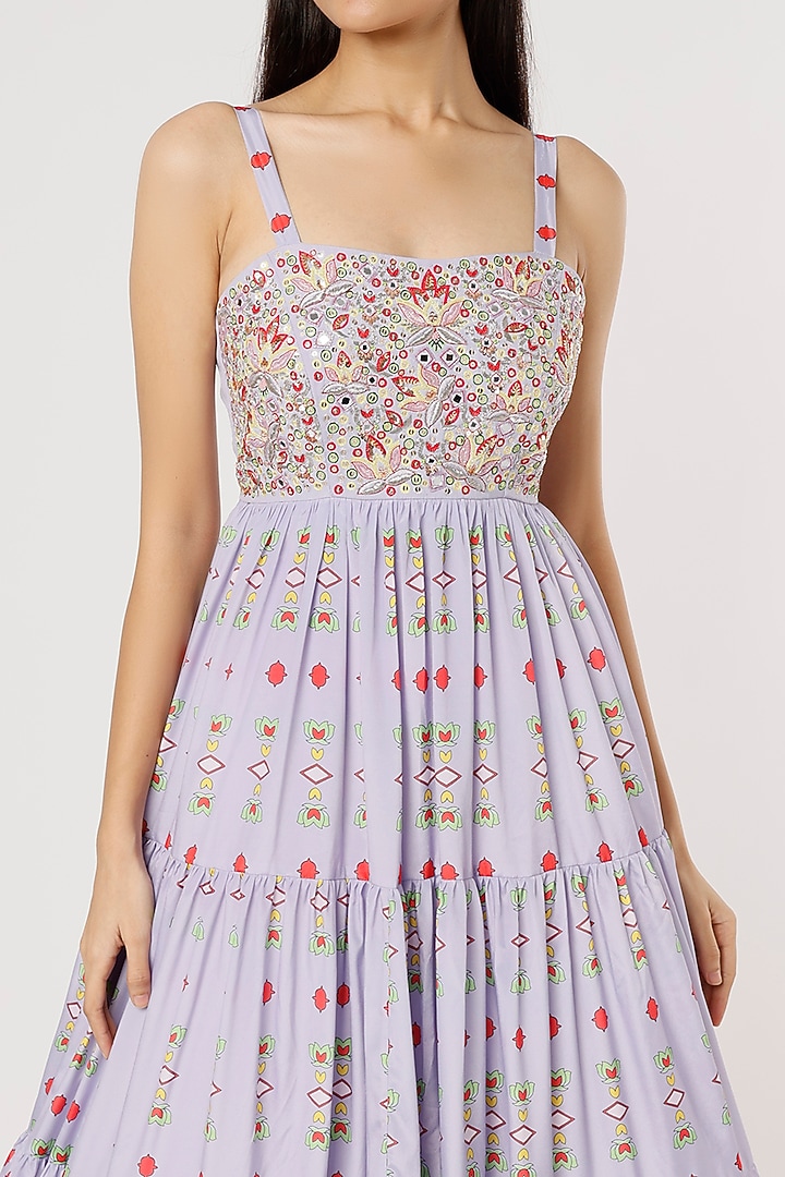 Powder Blue Embroidered Wedding Anarkali by Poornima NS at Pernia's Pop Up Shop