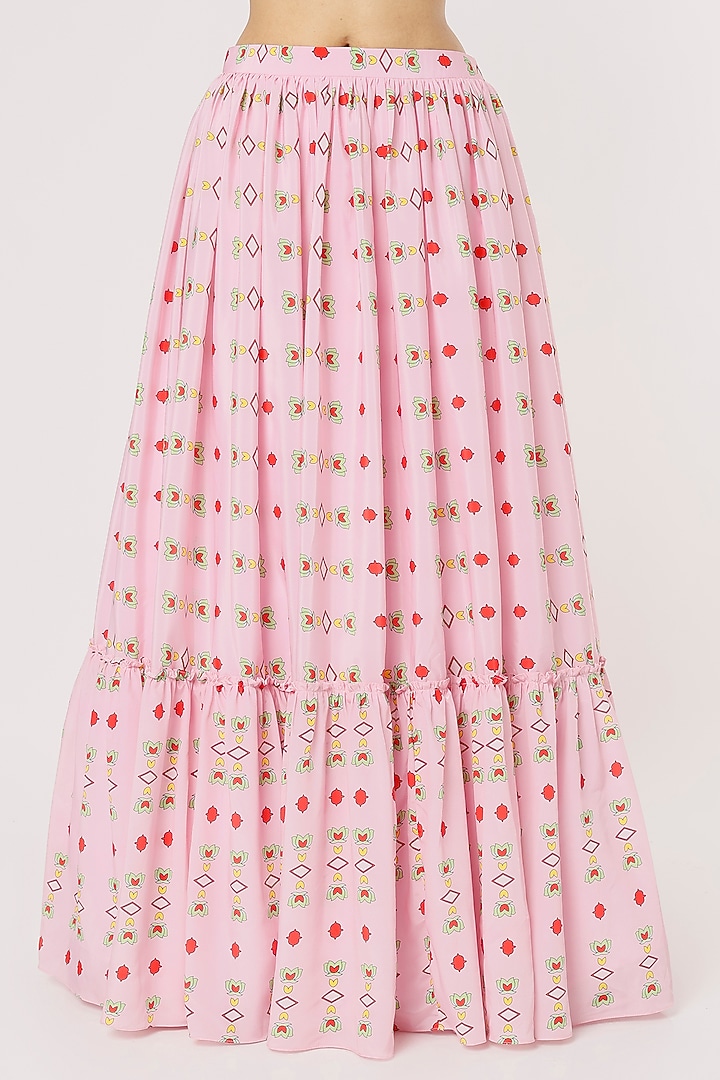 Pink Printed Jacket Wedding Lehenga by Poornima NS at Pernia's Pop Up Shop
