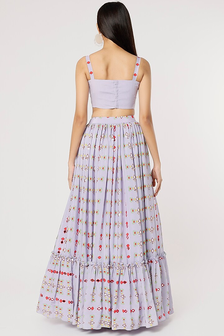 Powder Blue Printed Wedding Lehenga Set by Poornima NS at Pernia's Pop Up Shop