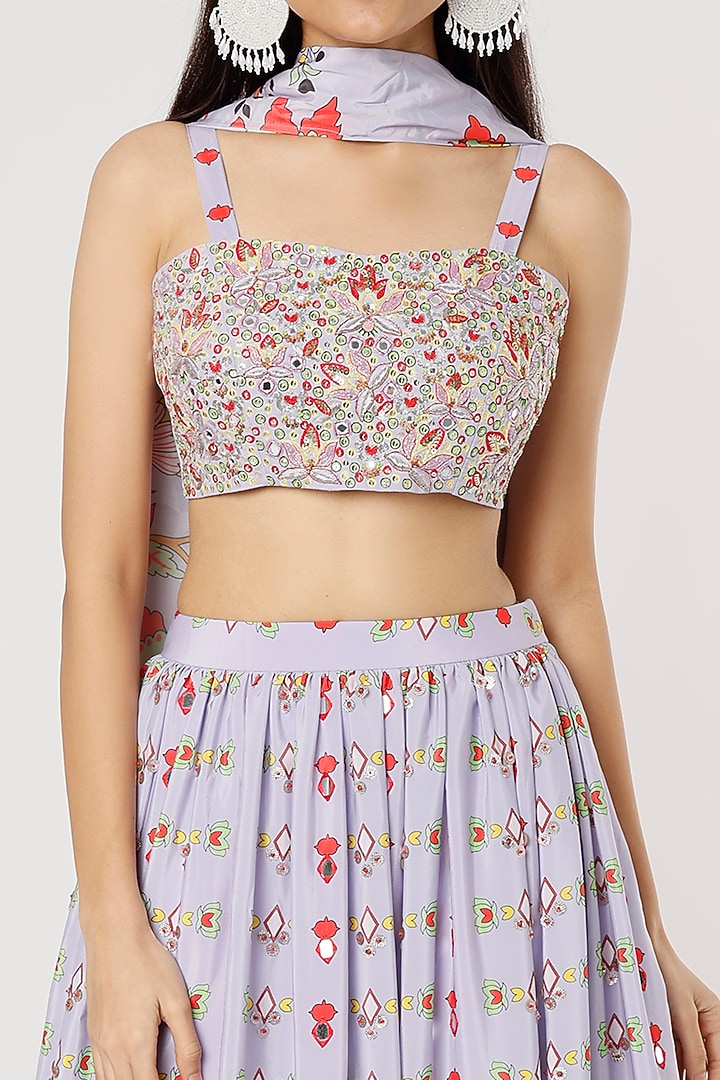 Powder Blue Printed Wedding Lehenga Set by Poornima NS at Pernia's Pop Up Shop