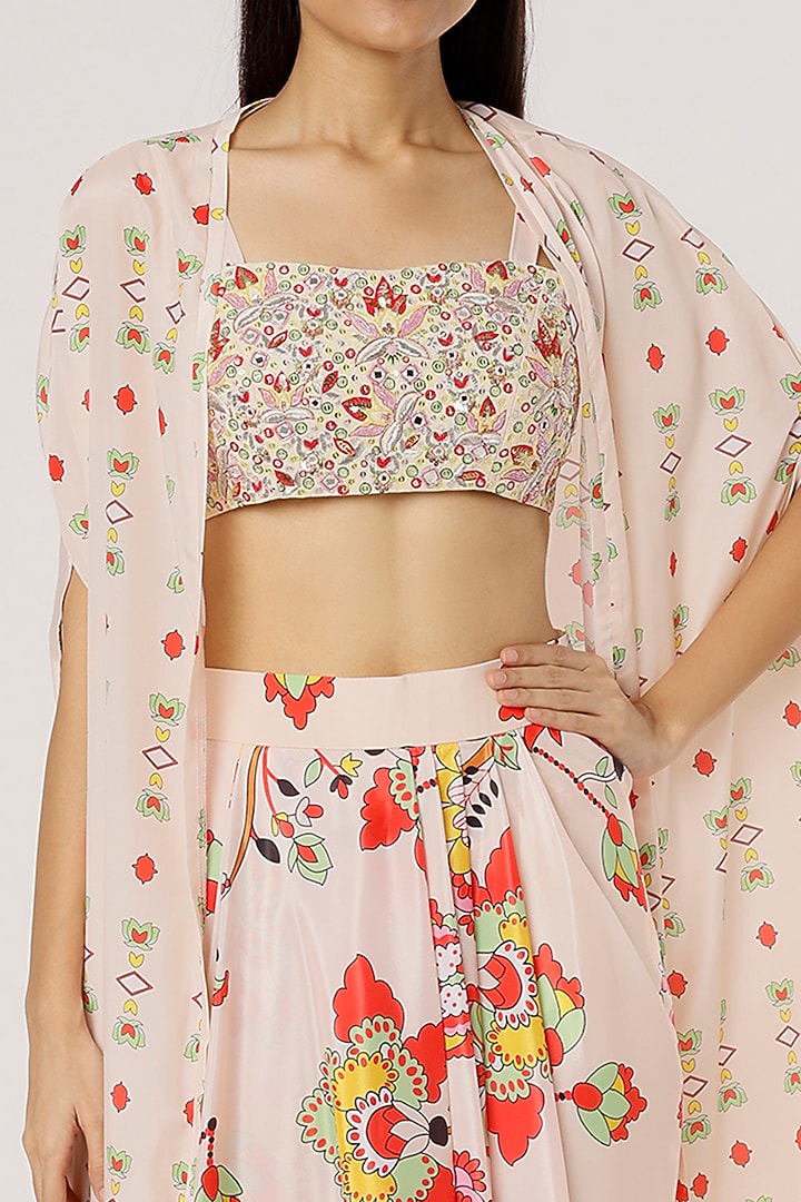 Beige Printed Skirt Set by Poornima NS at Pernia's Pop Up Shop
