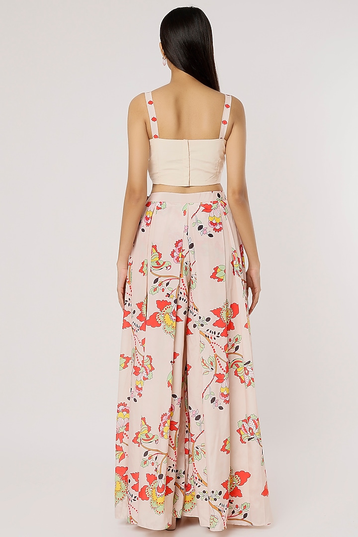 Beige Printed Pant Set by Poornima NS at Pernia's Pop Up Shop