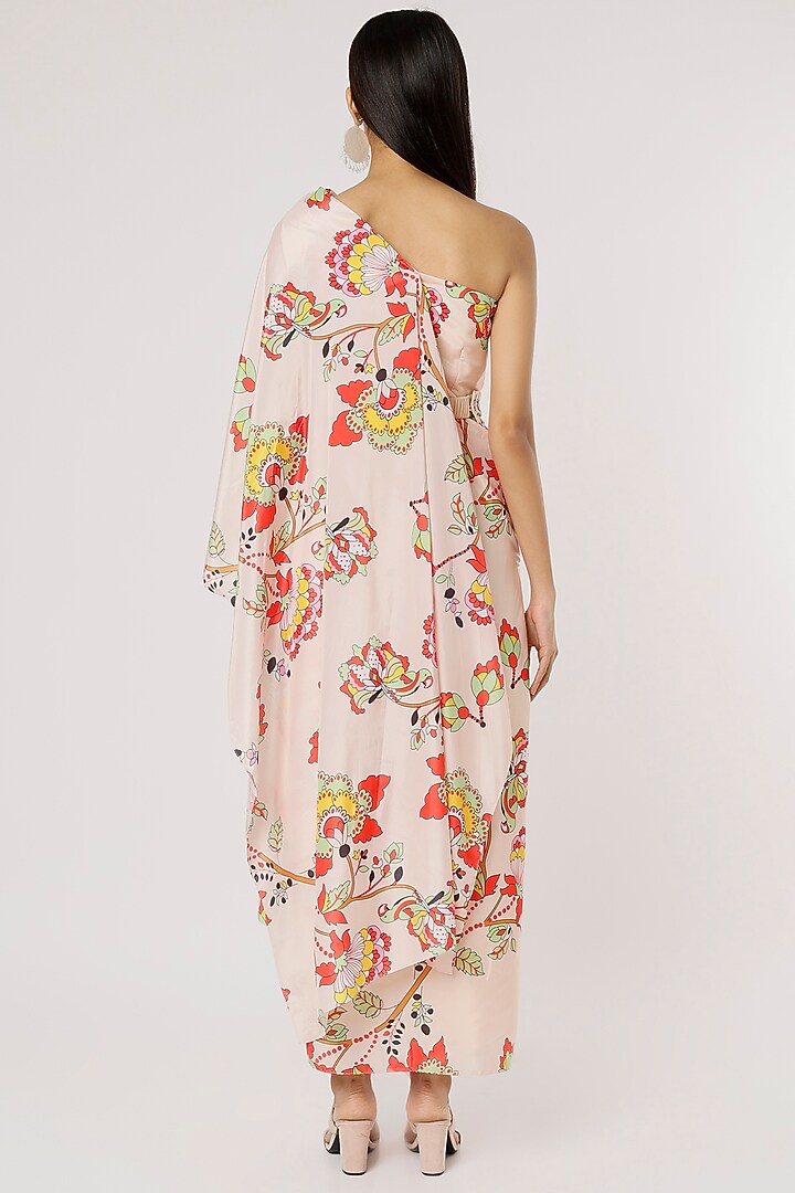 Beige Printed Off-Shoulder Vacation Dress by Poornima NS at Pernia's Pop Up Shop