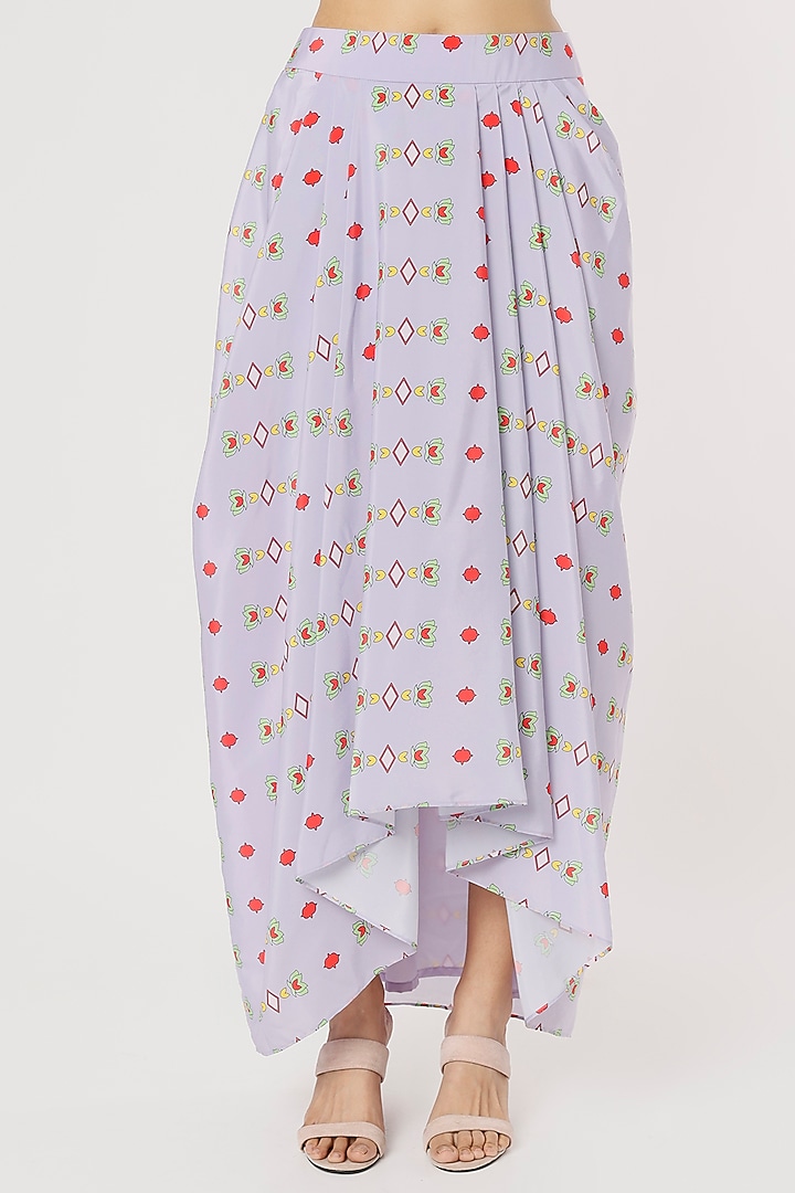 Powder Blue Printed Draped Skirt Set by Poornima NS at Pernia's Pop Up Shop