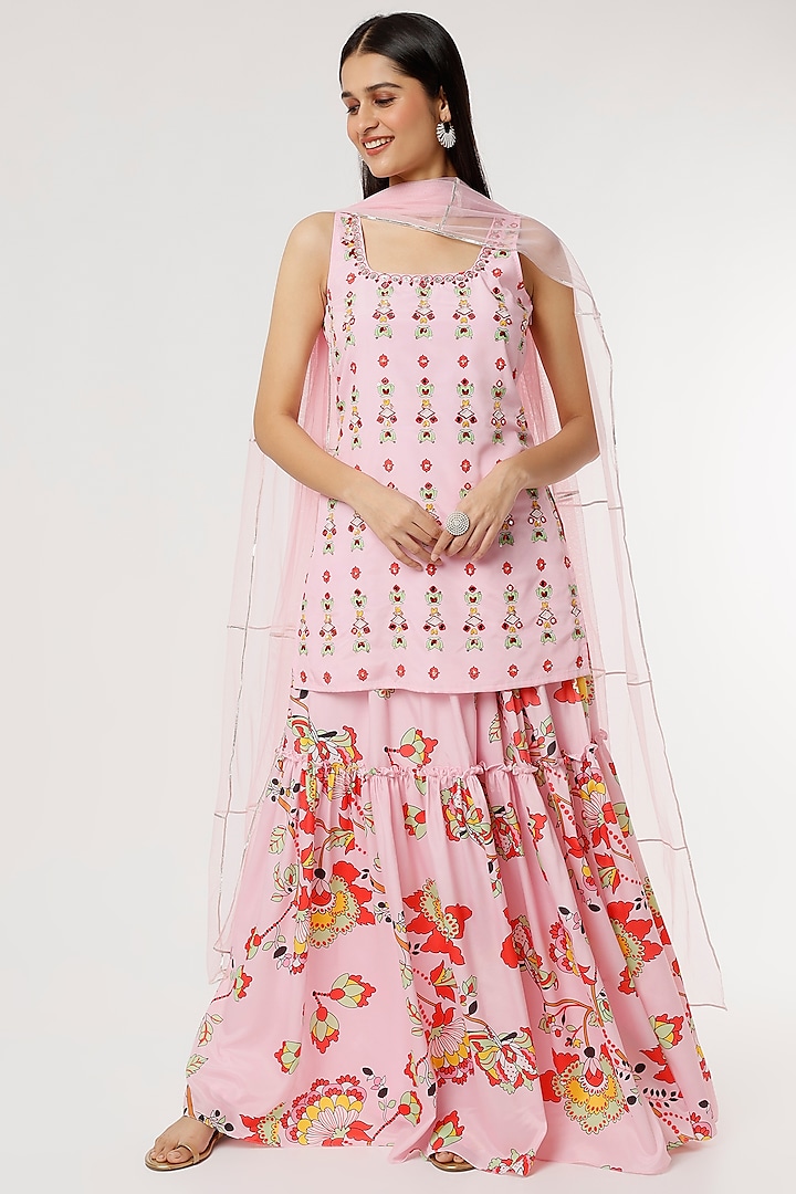 Pink Printed Sharara Set by Poornima NS at Pernia's Pop Up Shop