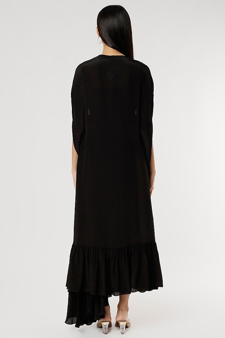 Black Printed Jacket Vacation Dress by Poornima NS at Pernia's Pop Up Shop
