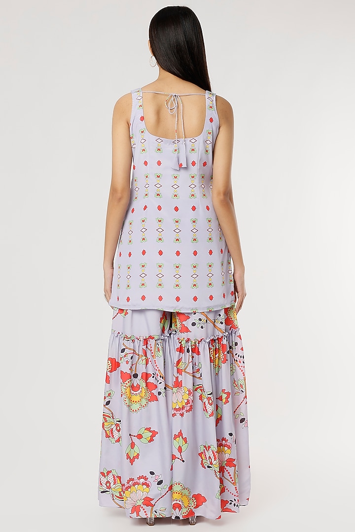 Powder Blue Printed Party Wear Sharara Set by Poornima NS at Pernia's Pop Up Shop