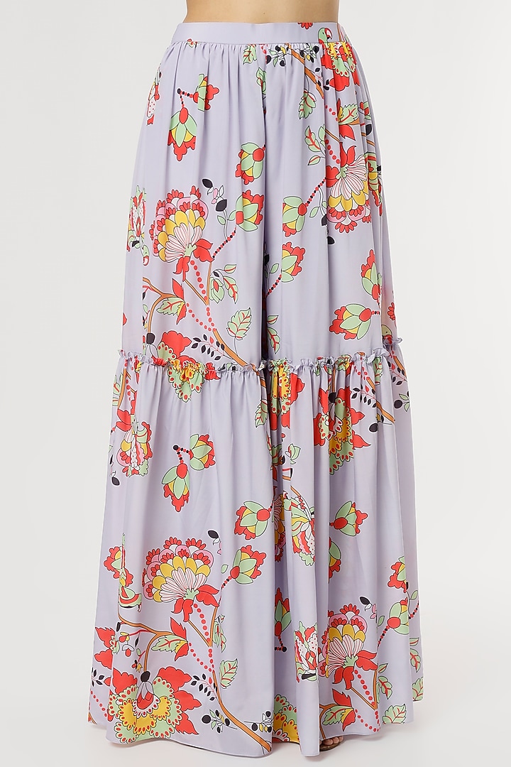 Powder Blue Printed Party Wear Sharara Set by Poornima NS at Pernia's Pop Up Shop