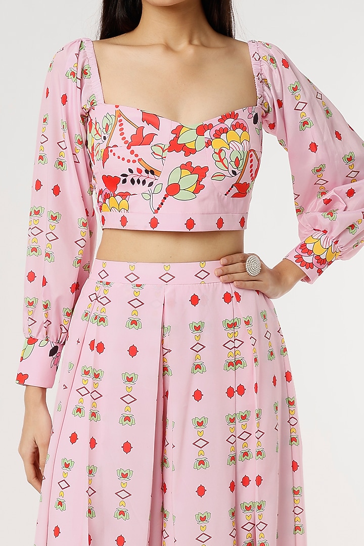 Pink Embroidered Pant Set by Poornima NS at Pernia's Pop Up Shop