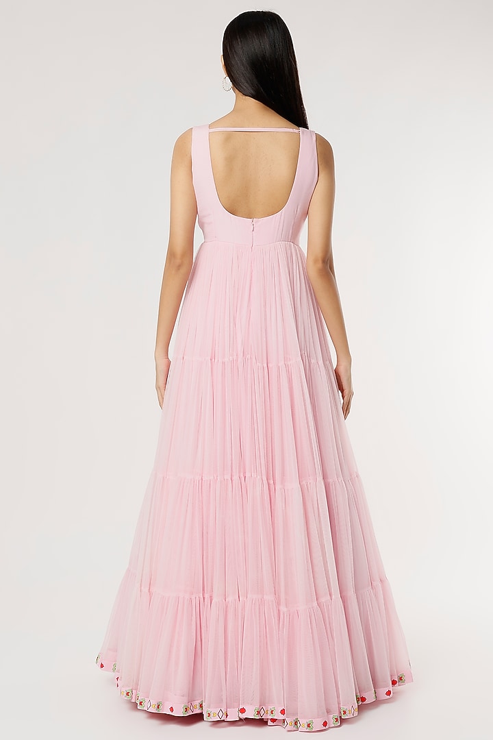 Pink Embroidered Wedding Anarkali Set by Poornima NS at Pernia's Pop Up Shop