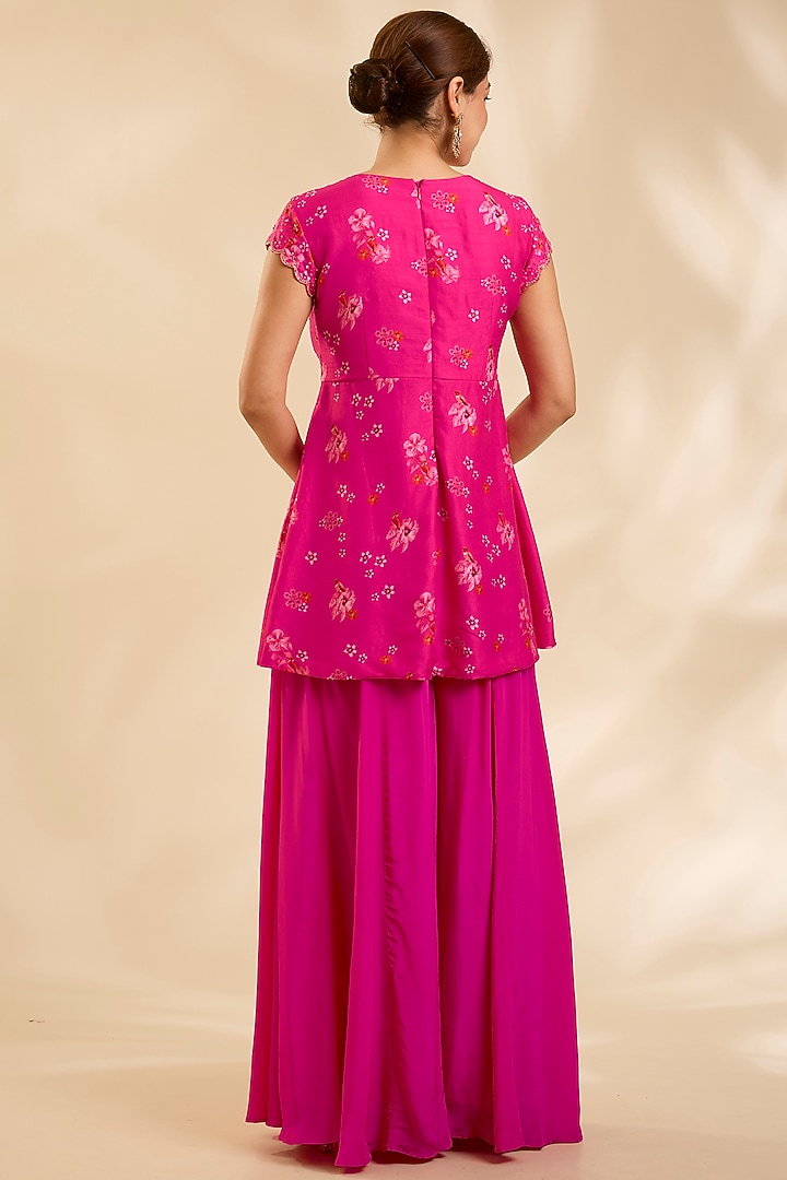 Pink Raw Silk Zardosi Embroidered Kurta Set by Poornima NS at Pernia's Pop Up Shop