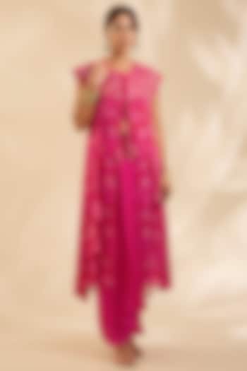Pink Raw Silk Cutdana Embroidered Jacket Set by Poornima NS at Pernia's Pop Up Shop