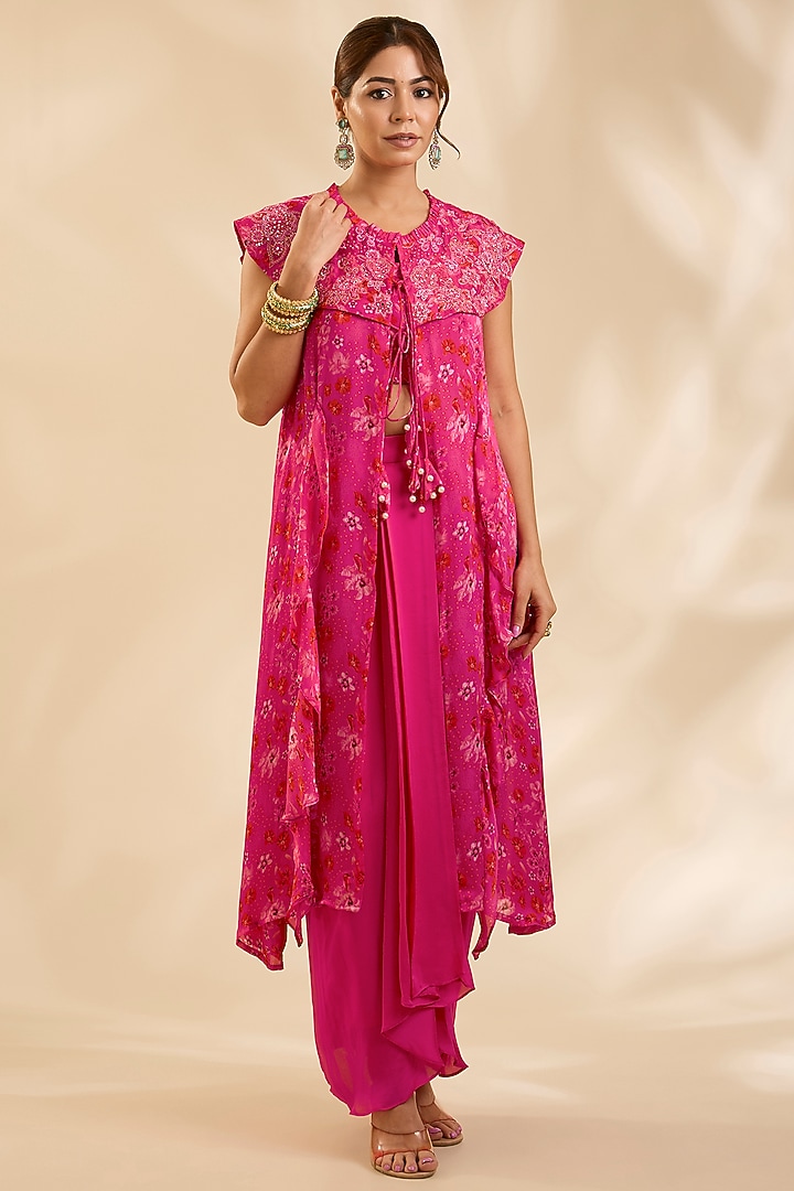 Pink Raw Silk Cutdana Embroidered Jacket Set by Poornima NS at Pernia's Pop Up Shop