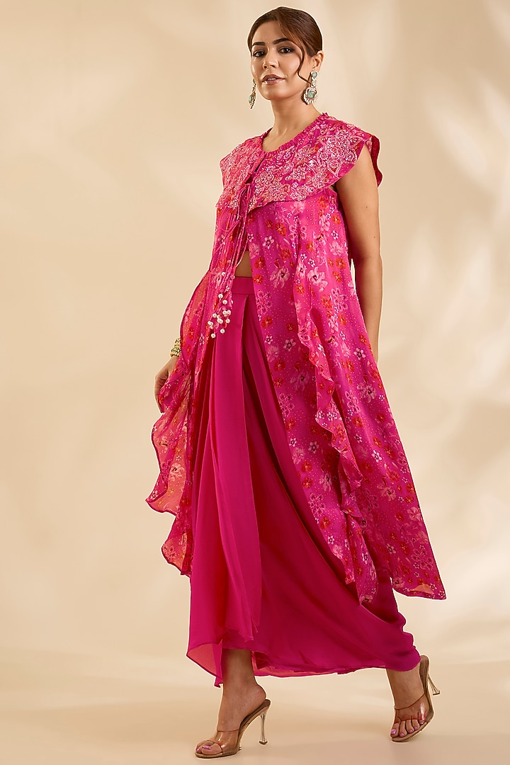Pink Raw Silk Cutdana Embroidered Jacket Set by Poornima NS at Pernia's Pop Up Shop