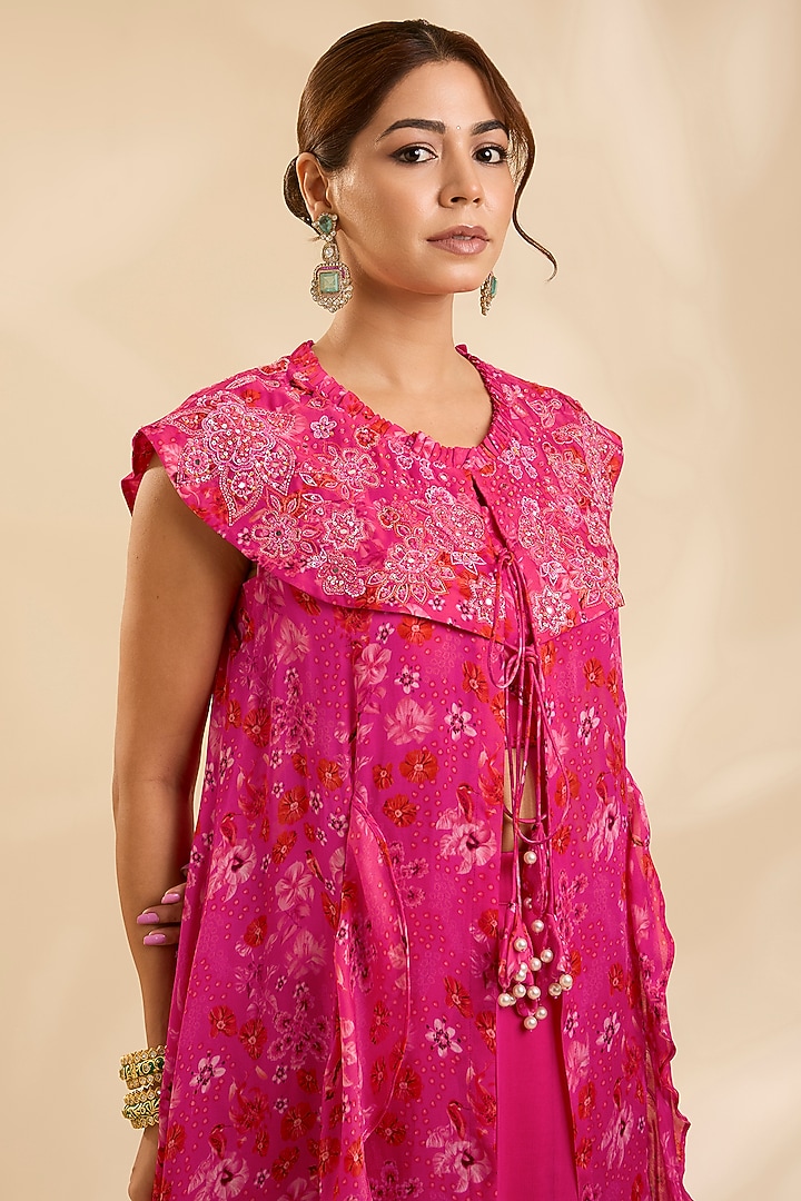 Pink Raw Silk Cutdana Embroidered Jacket Set by Poornima NS at Pernia's Pop Up Shop