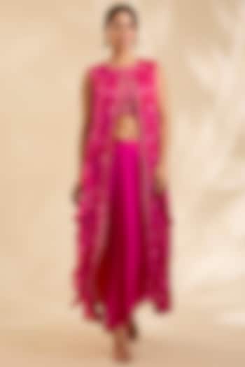 Pink Raw Silk Cutdana Embroidered Jacket Set by Poornima NS at Pernia's Pop Up Shop