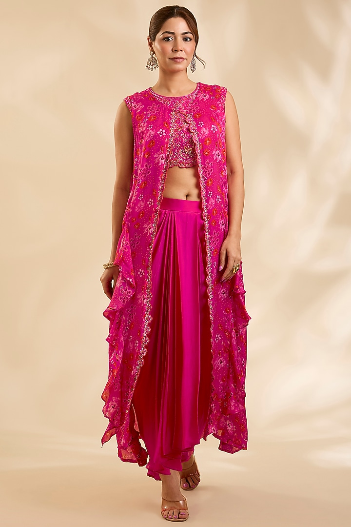 Pink Raw Silk Cutdana Embroidered Jacket Set by Poornima NS at Pernia's Pop Up Shop