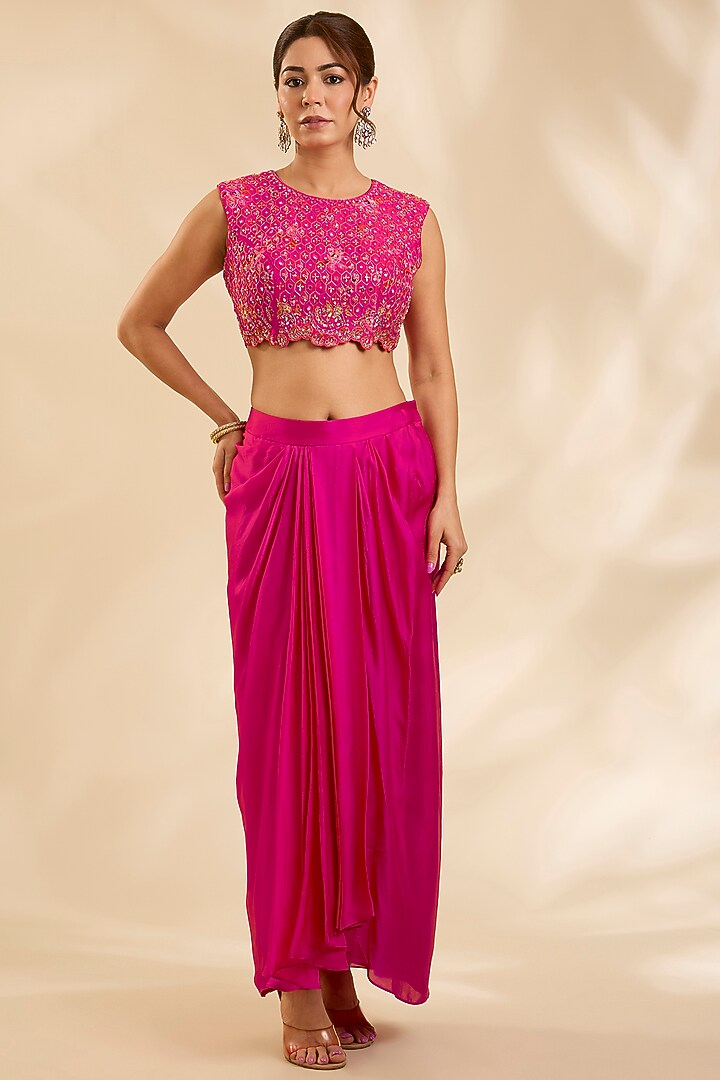 Pink Raw Silk Cutdana Embroidered Jacket Set by Poornima NS at Pernia's Pop Up Shop