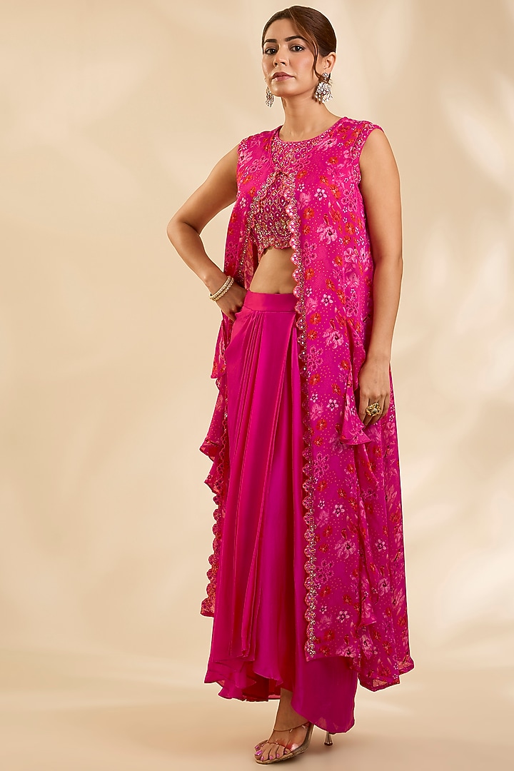 Pink Raw Silk Cutdana Embroidered Jacket Set by Poornima NS at Pernia's Pop Up Shop