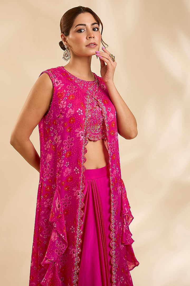 Pink Raw Silk Cutdana Embroidered Jacket Set by Poornima NS at Pernia's Pop Up Shop