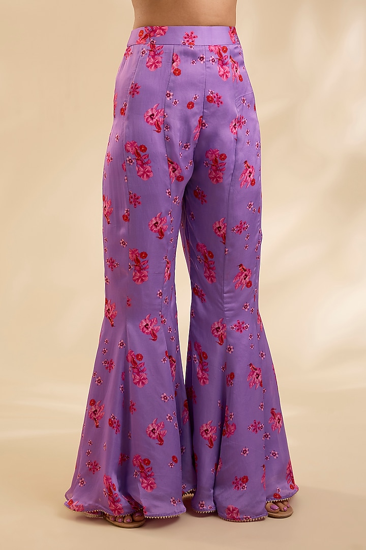 Lavender Crepe Silk Cutdana Embroidered Wedding Sharara Set by Poornima NS at Pernia's Pop Up Shop