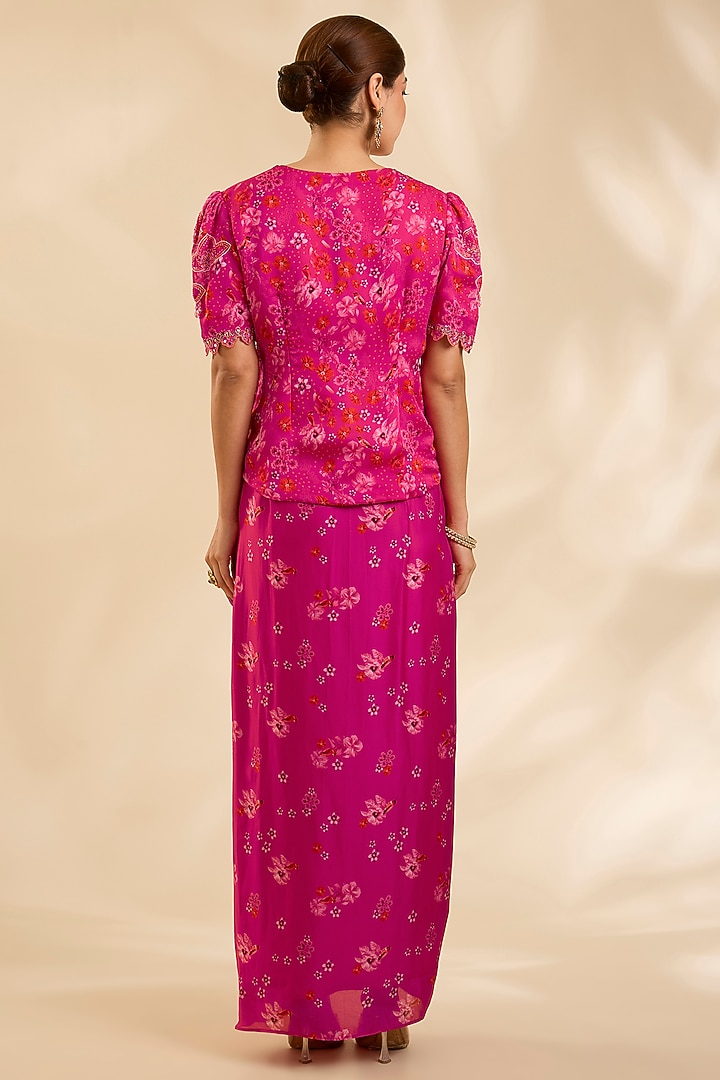 Pink Crepe Silk Cutdana Embroidered Jacket Set by Poornima NS at Pernia's Pop Up Shop