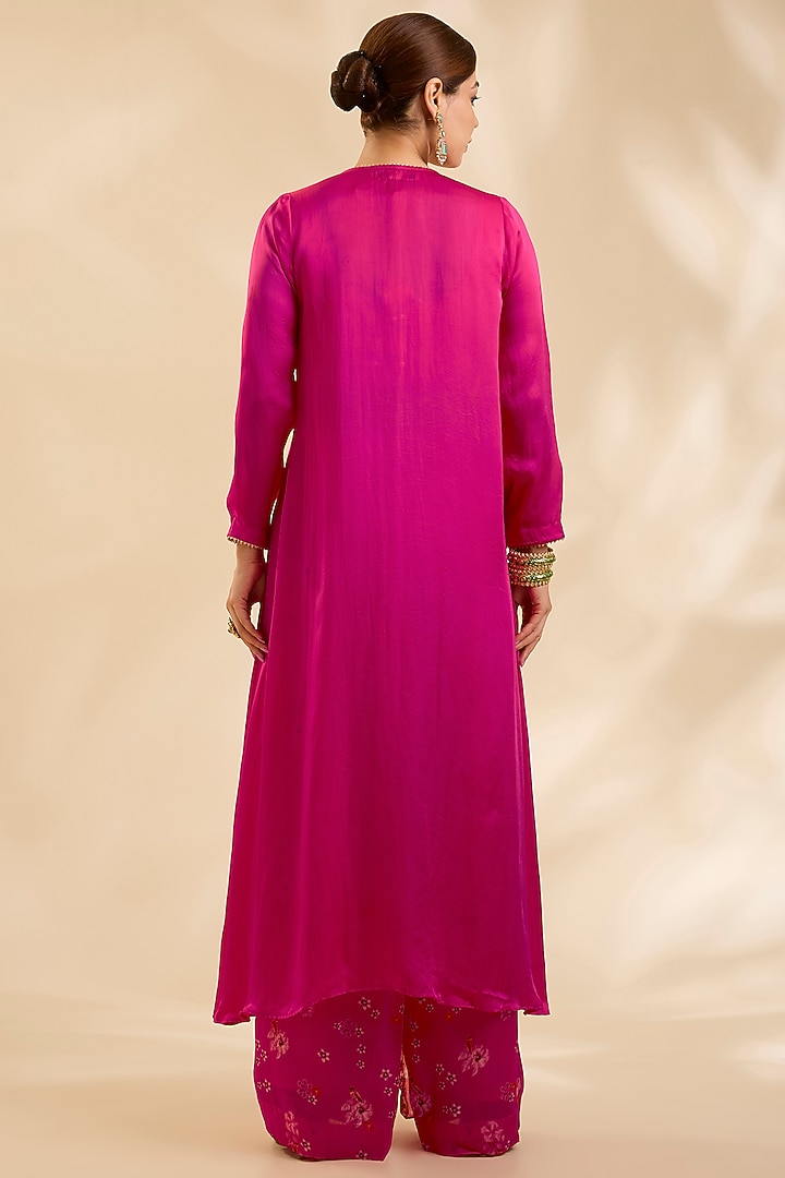 Pink Crepe Silk Cutdana Embroidered Jacket Set by Poornima NS at Pernia's Pop Up Shop