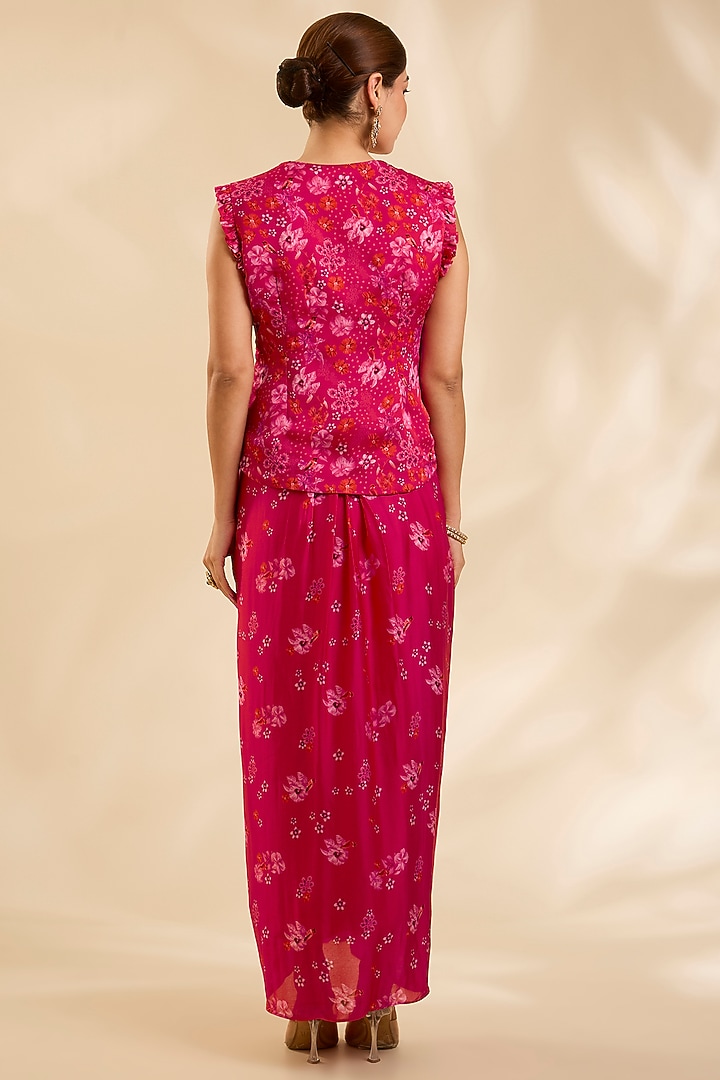 Red Crepe Silk Cutdana Embroidered Jacket Set by Poornima NS at Pernia's Pop Up Shop
