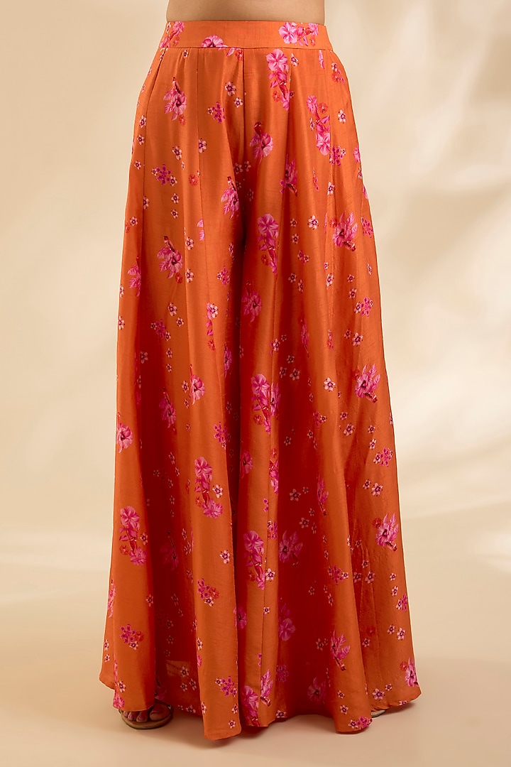 Orange Raw Silk Zardosi Embroidered Jacket Set by Poornima NS at Pernia's Pop Up Shop