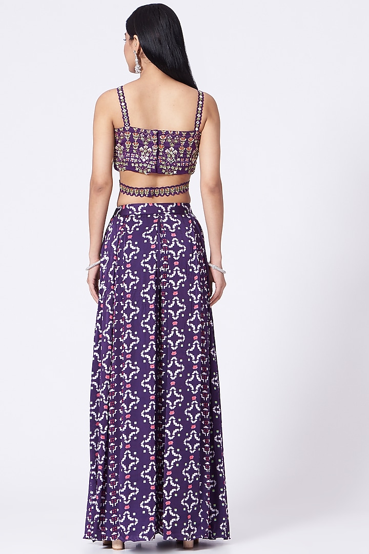 Purple Printed Pleated Pant Set by Poornima NS at Pernia's Pop Up Shop