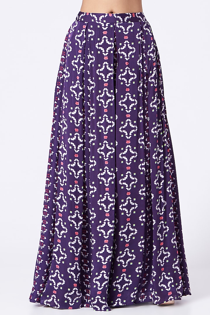 Purple Printed Pleated Pant Set by Poornima NS at Pernia's Pop Up Shop