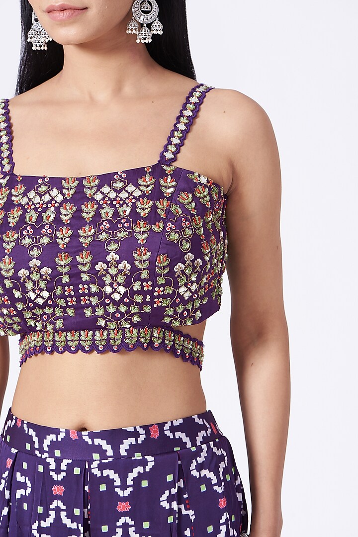 Purple Printed Pleated Pant Set by Poornima NS at Pernia's Pop Up Shop