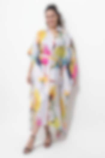 Multi-Colored Vegan Silk Printed Kaftan Maxi Summer Dress by POP SUGAR at Pernia's Pop Up Shop