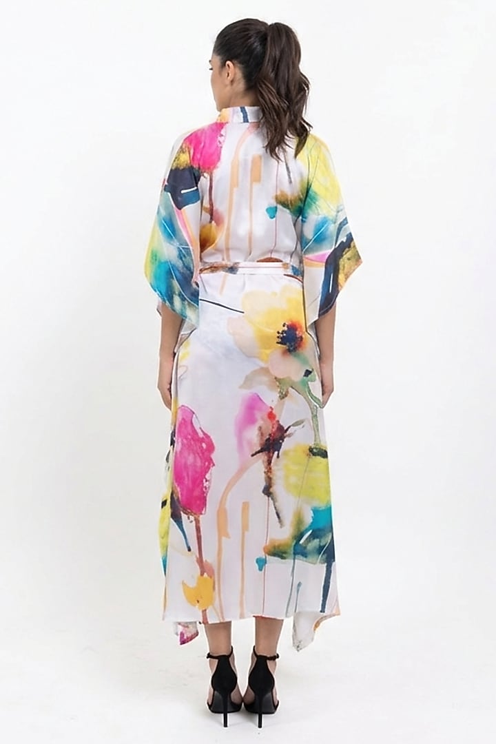 Multi-Colored Vegan Silk Printed Kaftan Maxi Summer Dress by POP SUGAR at Pernia's Pop Up Shop