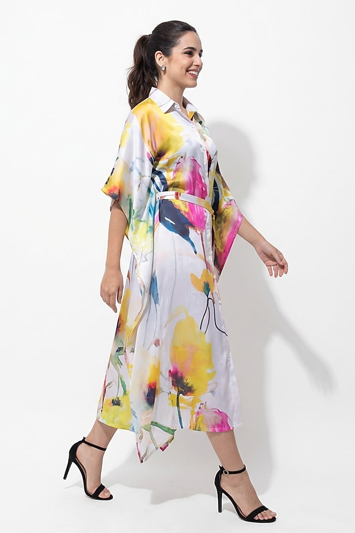 Multi-Colored Vegan Silk Printed Kaftan Maxi Summer Dress by POP SUGAR at Pernia's Pop Up Shop