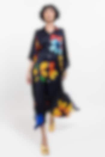 Black Vegan Silk Printed Kaftan Maxi Summer Dress by POP SUGAR at Pernia's Pop Up Shop