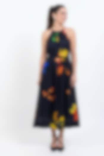 Blue & White Vegan Silk Printed Maxi Summer Dress by POP SUGAR at Pernia's Pop Up Shop