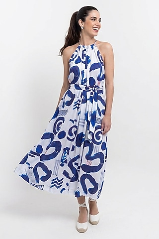 Multi-Colored Vegan Silk Printed Maxi Dress by POP SUGAR
