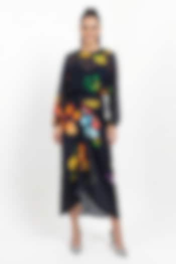 Black Organza Printed Top by POP SUGAR at Pernia's Pop Up Shop