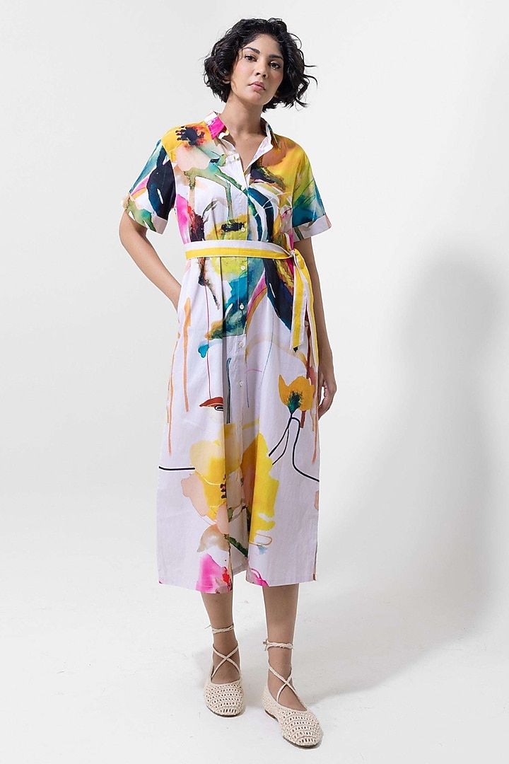 Multi-Colored Cotton Printed Summer Shirt Dress by POP SUGAR at Pernia's Pop Up Shop