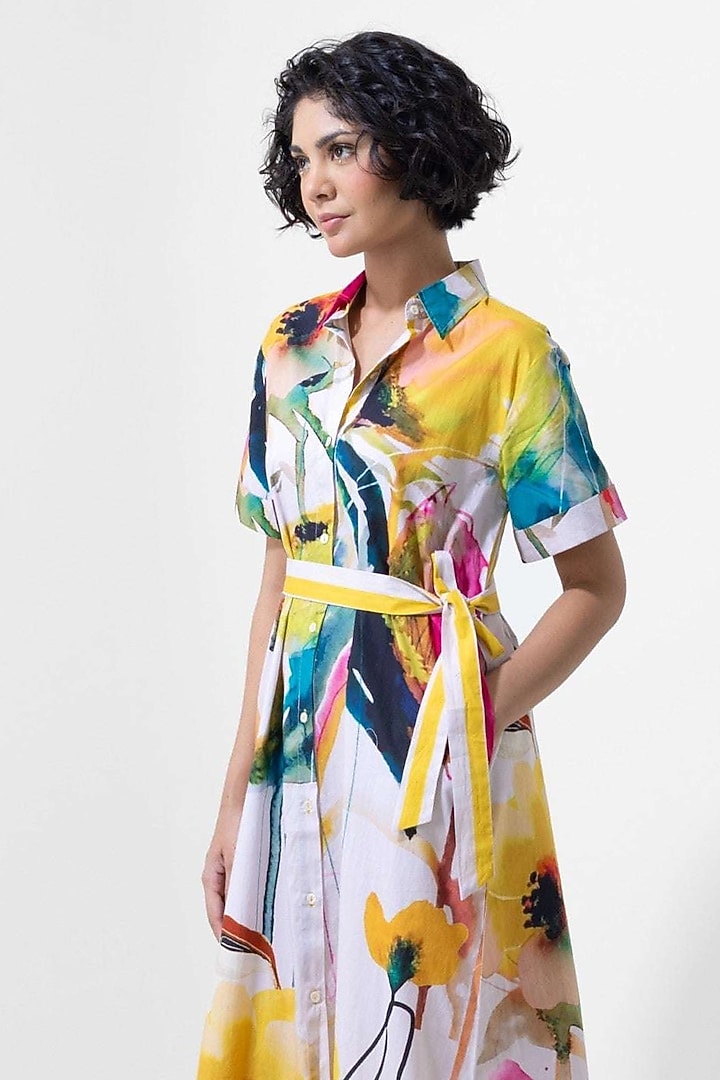 Multi-Colored Cotton Printed Summer Shirt Dress by POP SUGAR at Pernia's Pop Up Shop