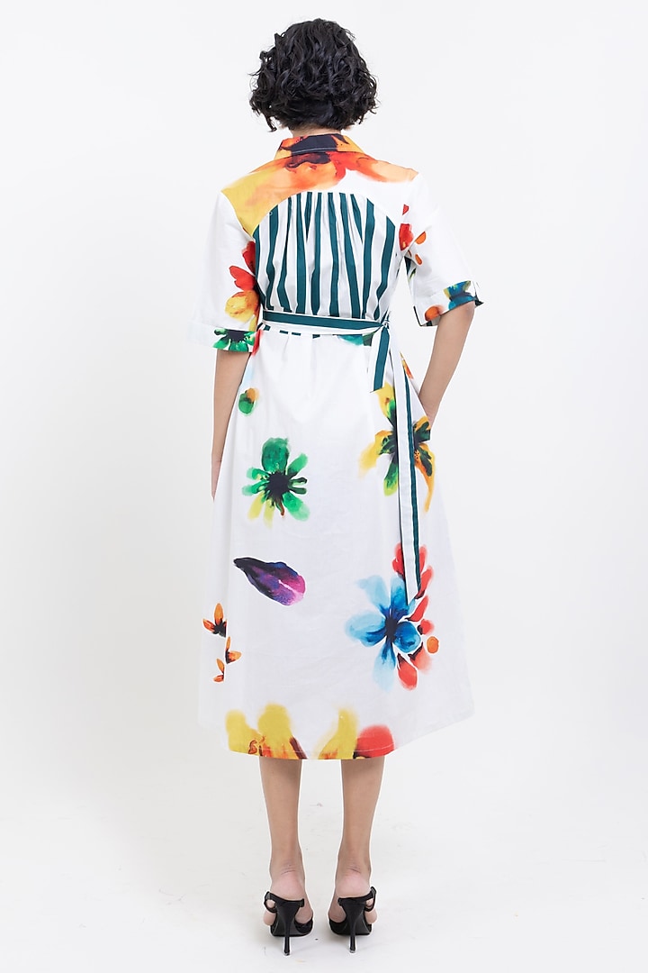 White Cotton Printed Midi Summer Dress by POP SUGAR at Pernia's Pop Up Shop